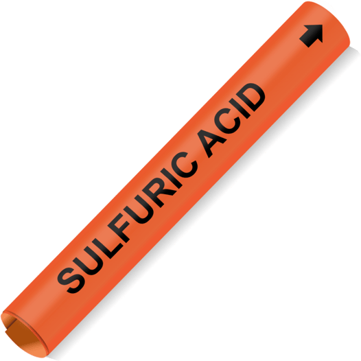Coiled Black-on-Orange Sulfuric Acid Pipe Marker CS773090