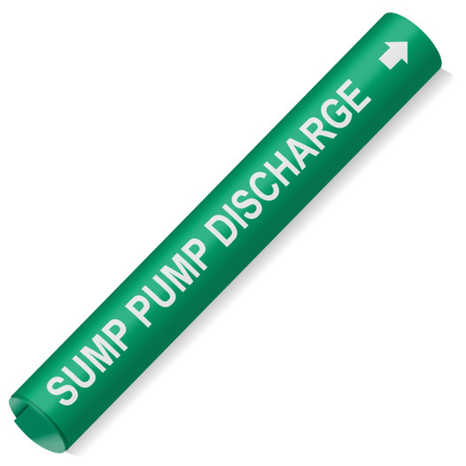 Coiled White-on-Green Sump Pump Discharge Pipe Marker CS750168