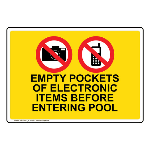 Empty Pockets Of Electronic Items Sign With Symbol NHE-34592_YLW