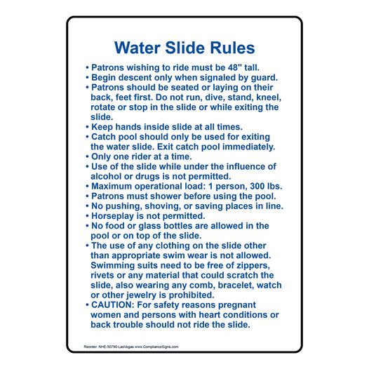 Las Vegas Water Slide Rules Sign NHE-50790-LasVegas