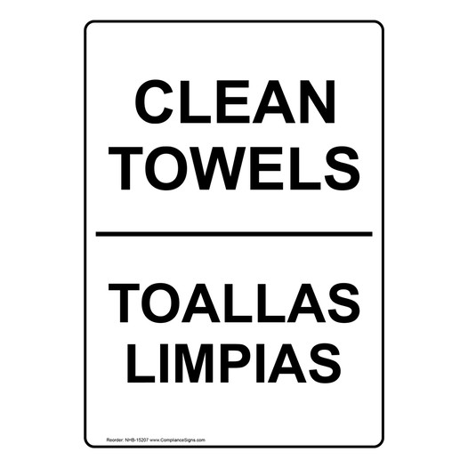 Clean Towels Bilingual Sign NHB-15207 Swimming Pool / Spa