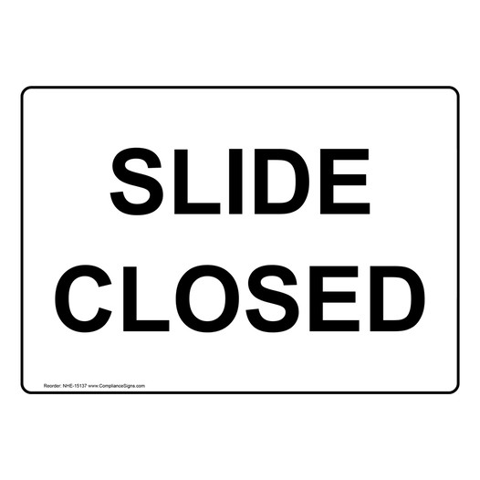 Recreation Open / Closed / Hours Sign - Slide Closed