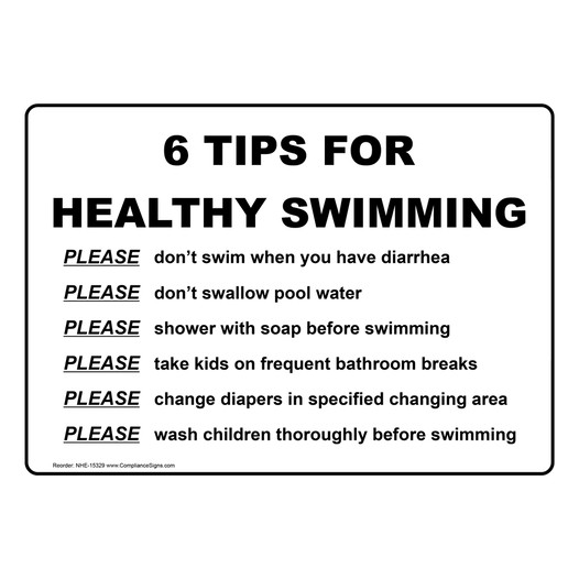 Tips for Healthy Swimming Sign NHE15329 Swimming Pool / Spa