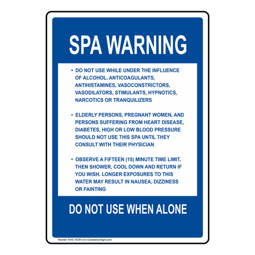 Spa Warnings Sign for Recreation NHE-15338