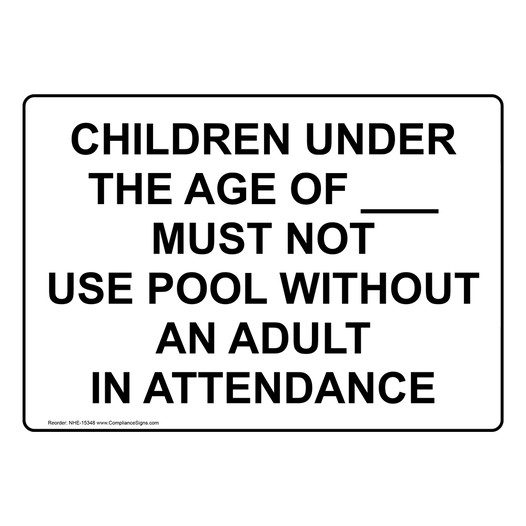 Children Under The Age Of Pool Spa Sign NHE-15348