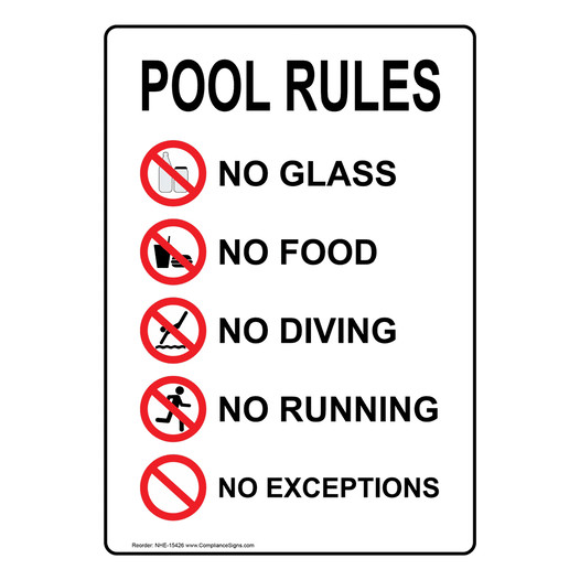 Pool Rules Sign for Recreation NHE-15426