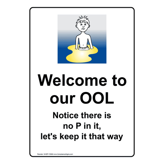 Portrait Welcome To Our Ool Notice Sign With Symbol NHEP-15089