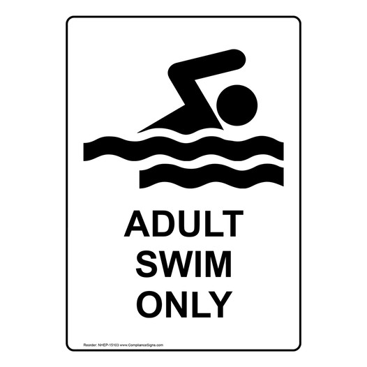 Portrait Adult Swim Only Sign With Symbol NHEP-15103