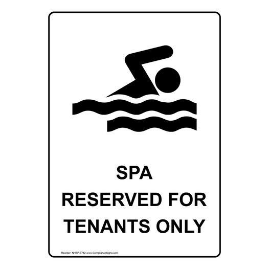 Spa Reserved For Tenants Only Sign NHEP-7782