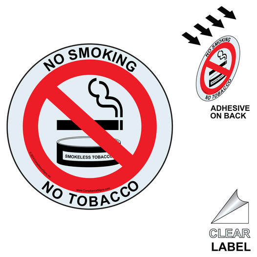 No Smoking No Tobacco Label for No Smoking Prohib_592_SYM-Clear