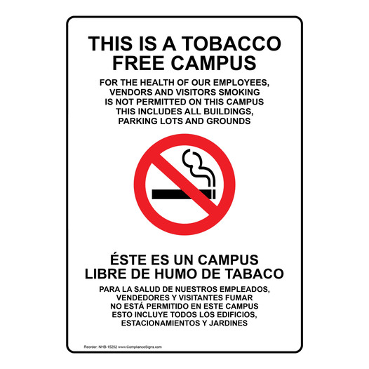 Tobacco Free Campus Bilingual Sign