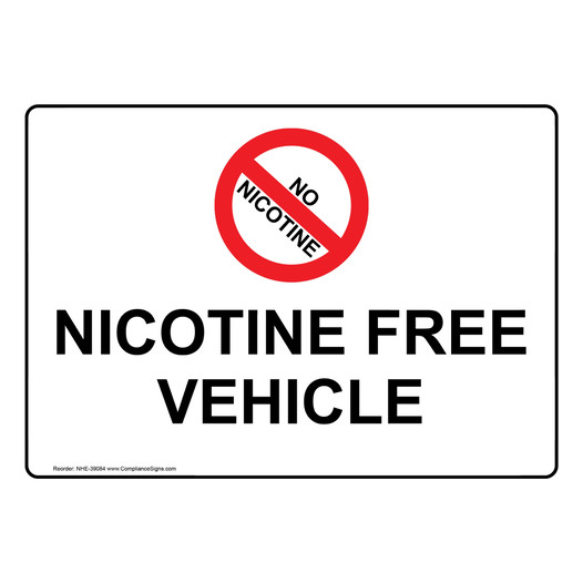 Nicotine Free Vehicle Sign With Symbol NHE-39084