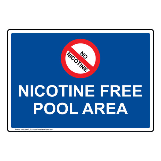 Nicotine Free Pool Area Sign With Symbol NHE-39087_BLU