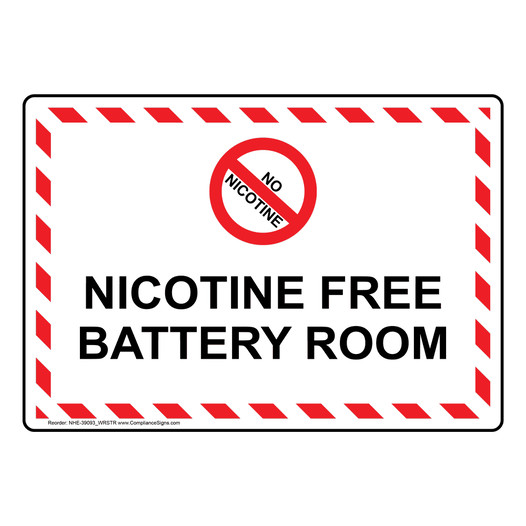 Nicotine Free Battery Room Sign With Symbol NHE-39093_WRSTR