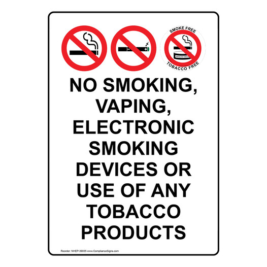 Portrait No Smoking, Vaping, Electronic Sign With Symbol NHEP-39035