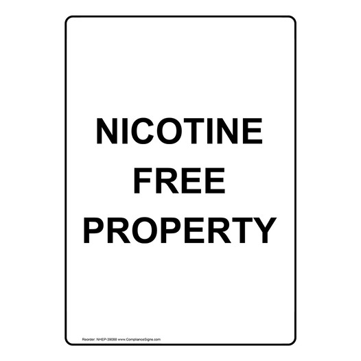 Portrait Nicotine Free Property Sign NHEP-39088