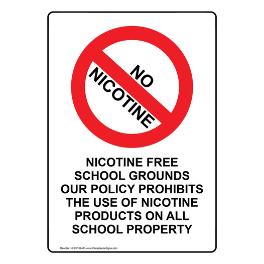 Portrait Nicotine Free School Grounds Sign With Symbol NHEP-39483