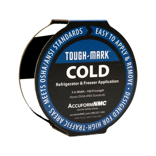 Black / White Striped Tough-Mark Cold Floor Tape - 2 In. x 100 Ft.