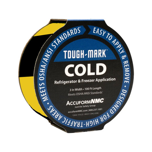 Black / Yellow Striped Tough-Mark Cold Floor Tape - 2 In. x 100 Ft.