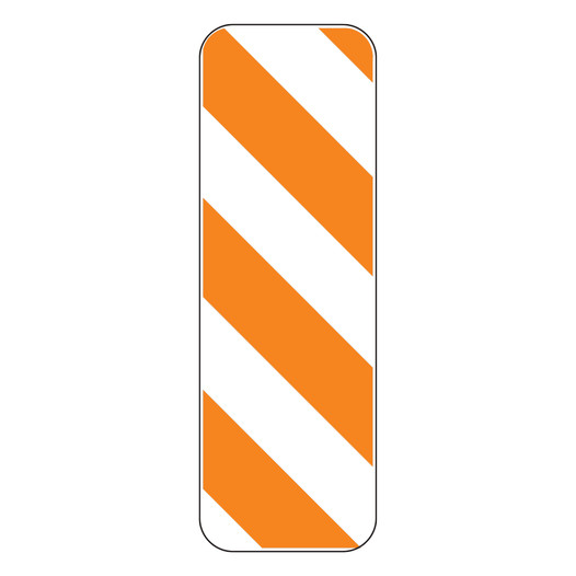 Reflective Orange / White Diagonal Left Stripes Warning Sign CS651134