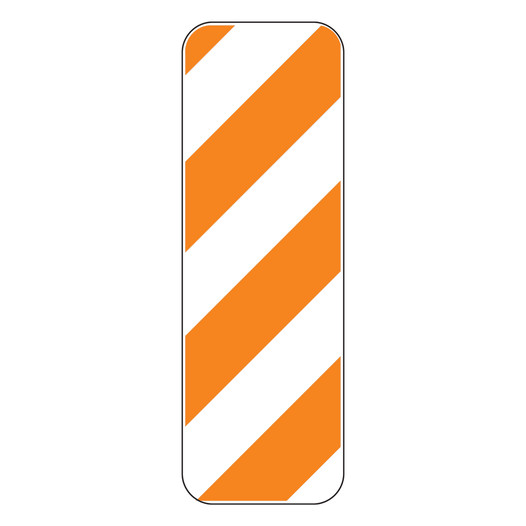 Reflective Orange / White Diagonal Left Stripes Warning Sign CS733096