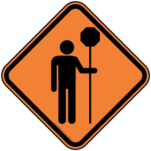 [Graphic Only] Flagman Stop Sign Reflective Sign With Symbol NHE-31338