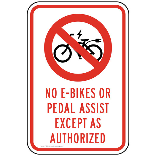 No E-Bikes Or Pedal Assist Reflective Sign PKE-36997