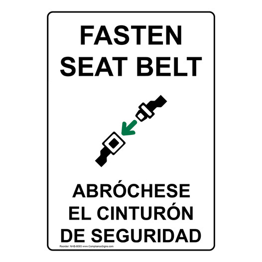 Fasten Seat Belt Bilingual Sign NHB-8093