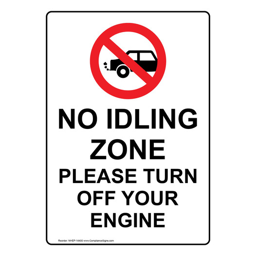 Portrait No Idling Zone Please Turn Sign With Symbol NHEP-14400