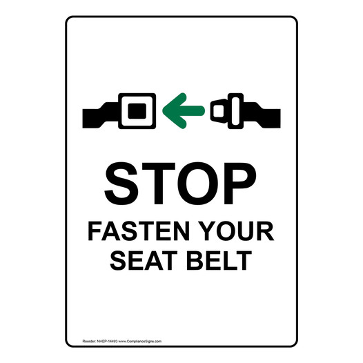 Portrait Stop Fasten Your Seat Belt Sign With Symbol NHEP-14493