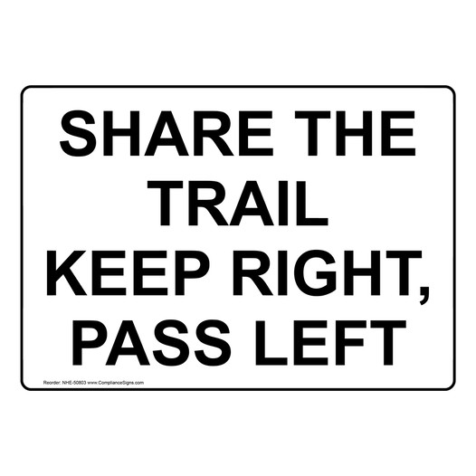 SHARE THE TRAIL KEEP RIGHT, PASS LEFT Sign NHE-50803