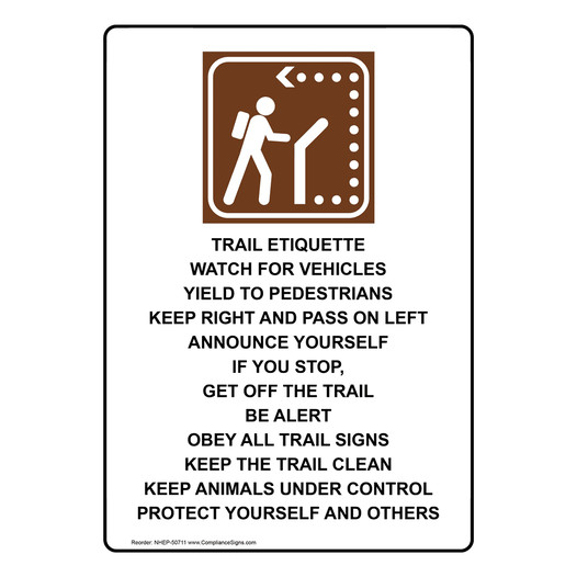 Portrait TRAIL ETIQUETTE WATCH FOR VEHICLES Sign With Symbol NHEP-50711