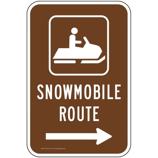 Snowmobile Route Right Arrow Sign PKE-17547