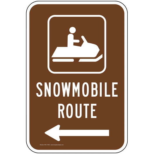 Snowmobile Route Left Arrow Sign PKE-17548
