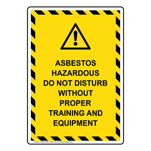 Portrait Asbestos Hazardous Sign With Symbol NHEP-34287_YBSTR