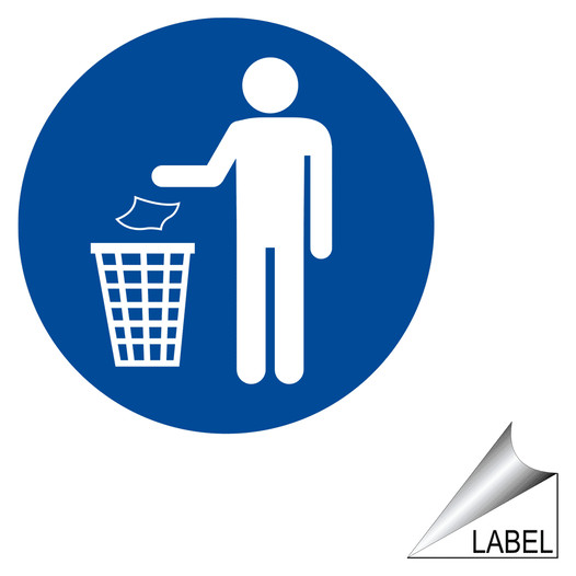Trash Disposal Symbol Label for Recycling / Trash / Conserve LABEL_CIRCLE_71-R