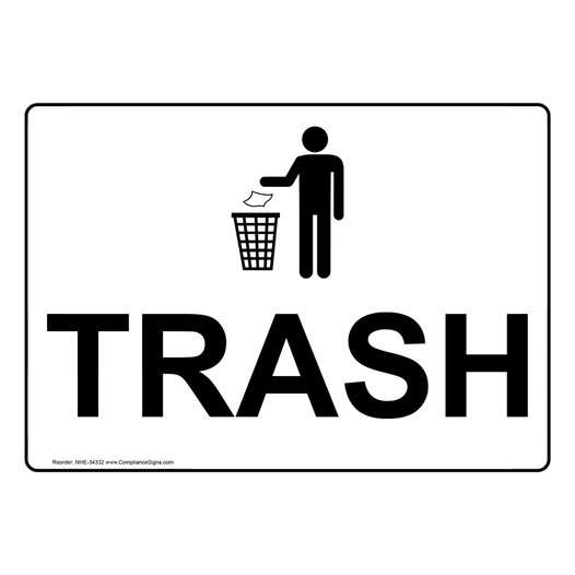 Trash Sign With Symbol NHE-34332
