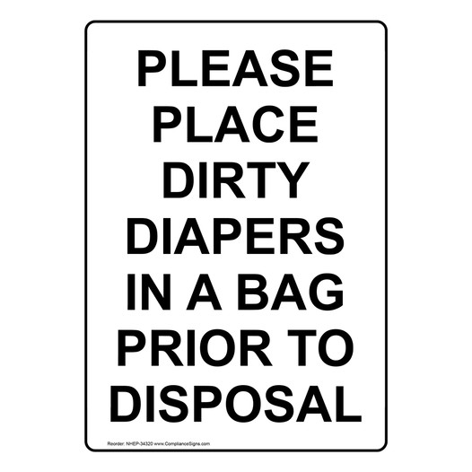 Portrait Please Place Dirty Diapers In A Bag Sign NHEP-34320