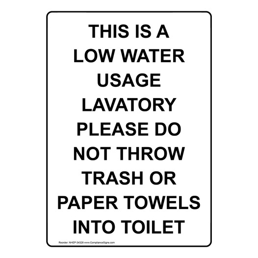 Portrait This Is A Low Water Usage Lavatory Sign NHEP-34328