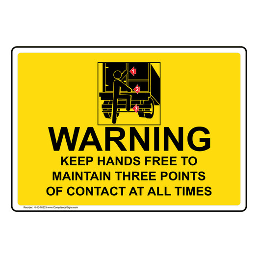 Keep Hands Free To Maintain Three Points Of Contact Sign NHE-18233