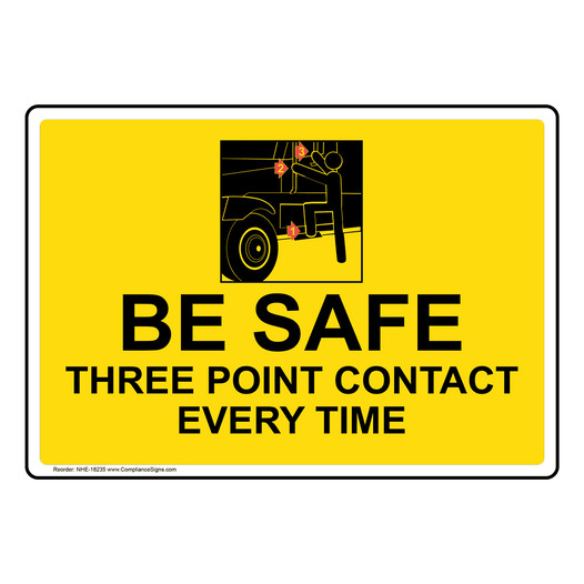 Be Safe Three Point Contact Every Time Sign NHE-18235