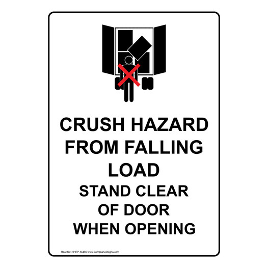 Crush Hazard Clear Of Door When Opening Sign NHEP-14435