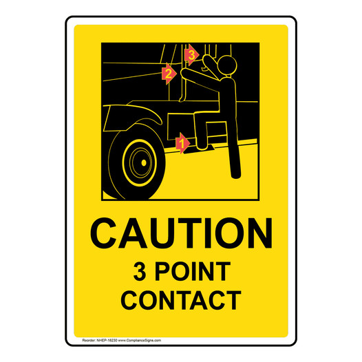 Portrait Caution 3 Point Contact Sign With Symbol NHEP-18230