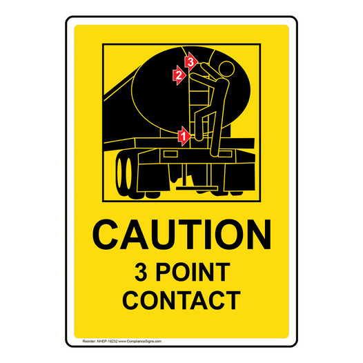 Portrait Caution 3 Point Contact Sign With Symbol NHEP-18232