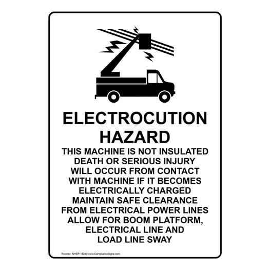 Electrocution Hazard Machine Insulated Sign NHEP-18240