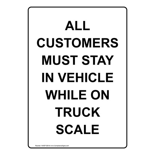 Portrait All Customers Must Stay In Vehicle Sign NHEP-38316
