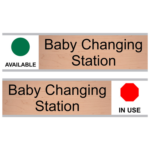 Cashew Baby Changing Station (Available/In Use) Sliding Engraved Sign EGRE-15953-SLIDE_Black_on_Cashew