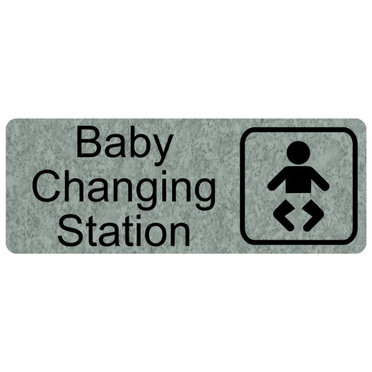 Platinum Marble Engraved Baby Changing Station Sign with Symbol EGRE-15953-SYM_Black_on_PlatinumMarble