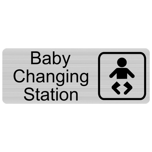 Silver Engraved Baby Changing Station Sign with Symbol