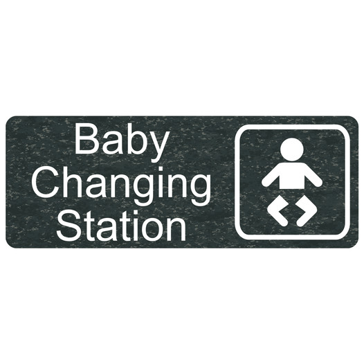 Charcoal Marble Engraved Baby Changing Station Sign with Symbol EGRE-15953-SYM_White_on_CharcoalMarble